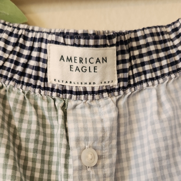 Like New - American Eagle Outfitters Checkered Shorts - Blue and Green - Picture 2 of 6